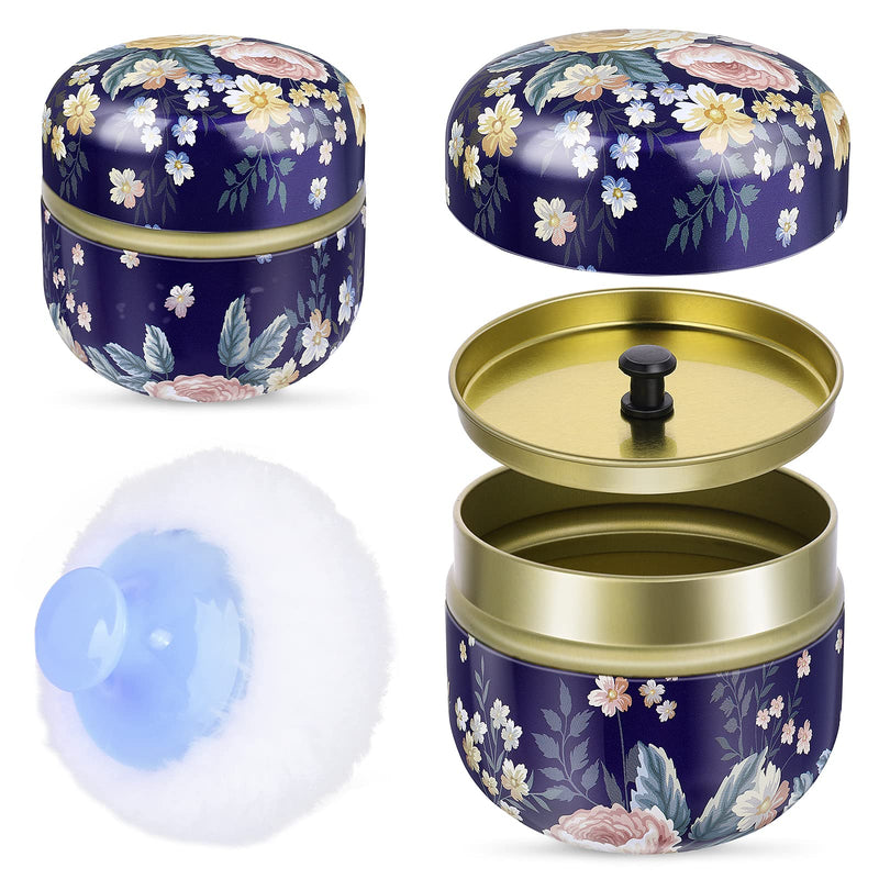 [Australia] - Sibba Puderdose mit Puderquaste für Körperpuder Leerer Behälter Staubpuderdose Puderquaste Make up Sponge Schwämmchen lose powder puff mit behälter für Baby Nach Dem Bad Make-Up-Puderspender Puderquaste(blau)+puderdose(farbe Dunkelblau) 