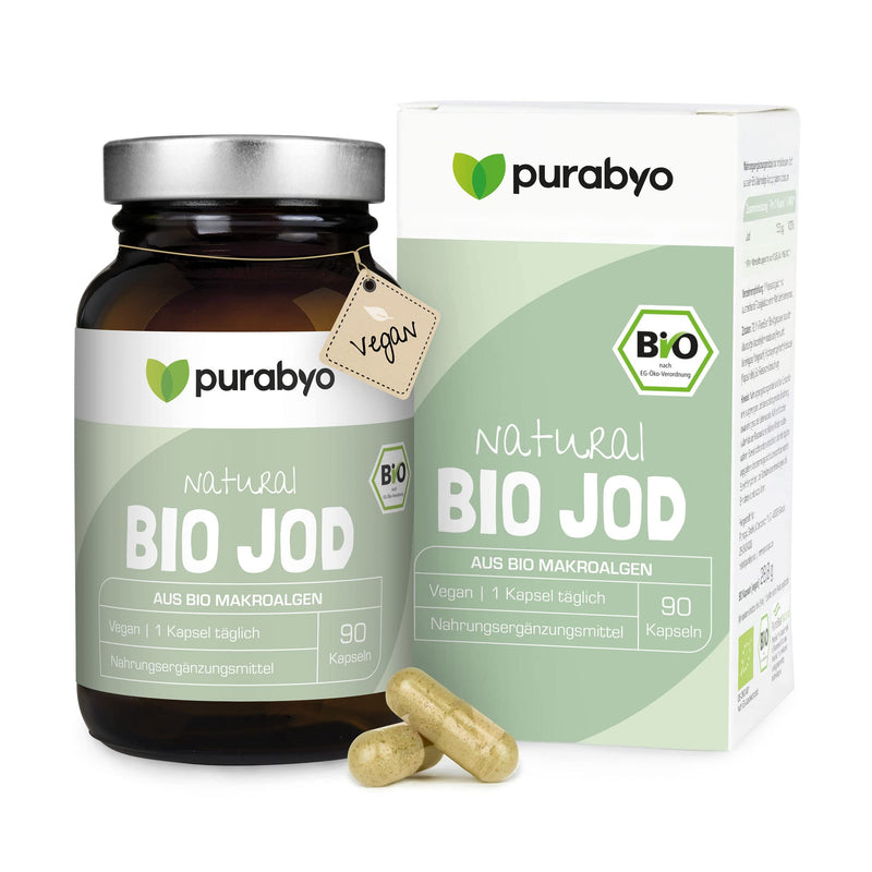 [Australia] - Organic iodine capsules | Natural iodine from seaweed from the Northern Hebrides | Organic Kelp vegan | in the glass | 150 μg organic iodine per capsule | Just 1 vegan capsule daily 