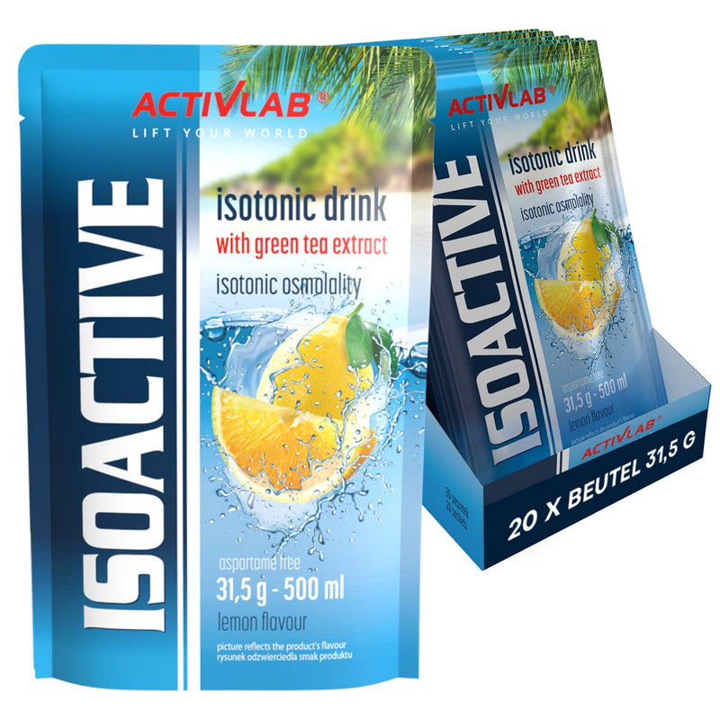 [Australia] - Activlab Isoactive Isotonic Drink | with GREEN TEA | Electrolytes | B vitamins | 20 x 31.5g | Lemon with green tea | 500 ml of a sports drink | practical bag | 3x laboratory tested 20 portions (pack of 20) 