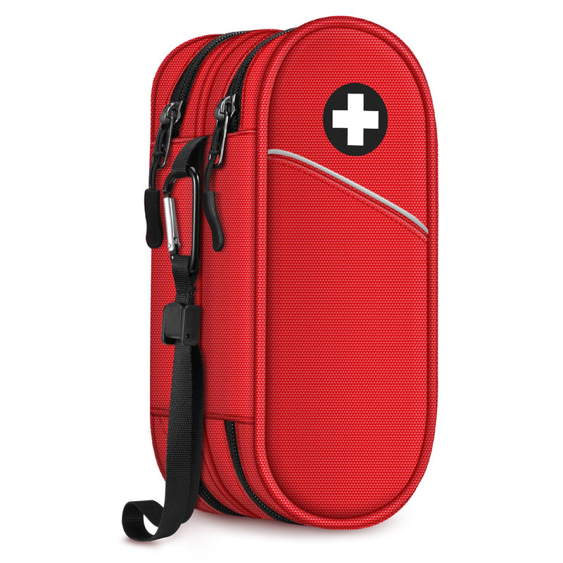 [Australia] - SITHON EpiPen Medical Carrying Case, Portable Double Layer Emergency Bag Insulated Medicine Bag Organizer for 2 EpiPens, Asthma Inhaler, Anti-Histamine, Auvi-Q, Allergy Medicine Essentials Red 