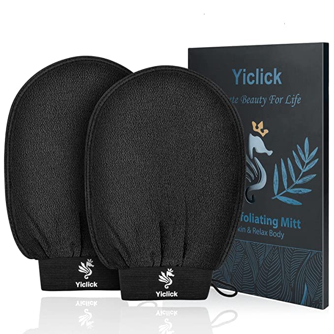 [Australia] - Yiclick Korean peeling gloves, peeling glove for bathroom - peeling glove body peeling - dead skin remover for men and women - exfoliating glove, peeling, body scrub (Black) Black 