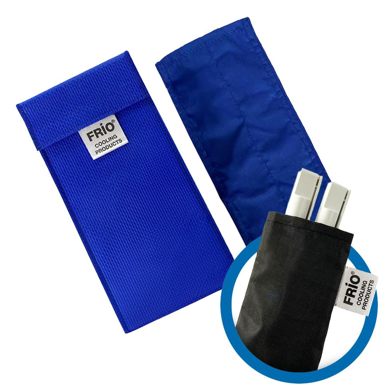 [Australia] - FRIO DOUBLE bag diabetics with waterproof nylon inner pocket 8 x 18 cm | For 2 insulin pens | Cools with water | No ice packs required | Reusable blue and black 