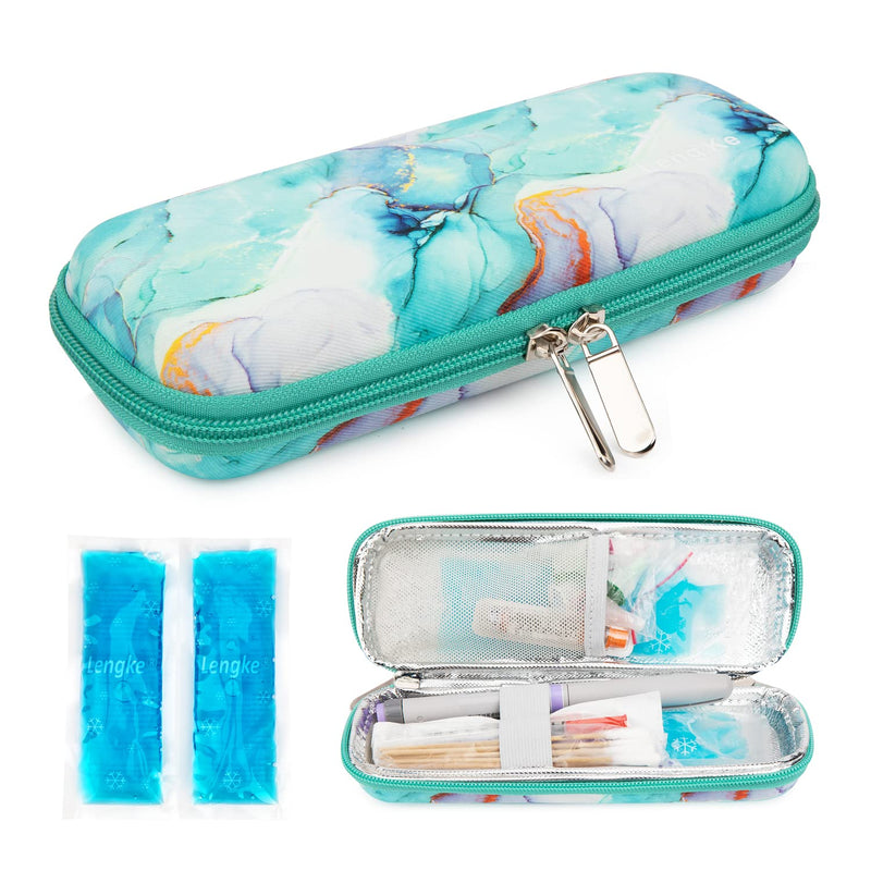 [Australia] - YOUSHARES Insulin cooler bag for diabetic medication, travel bag for insulin pen, insulin syringes, insulin and other diabetic accessories, diabetic bag with ice pack for insulin (marble green) marble green 