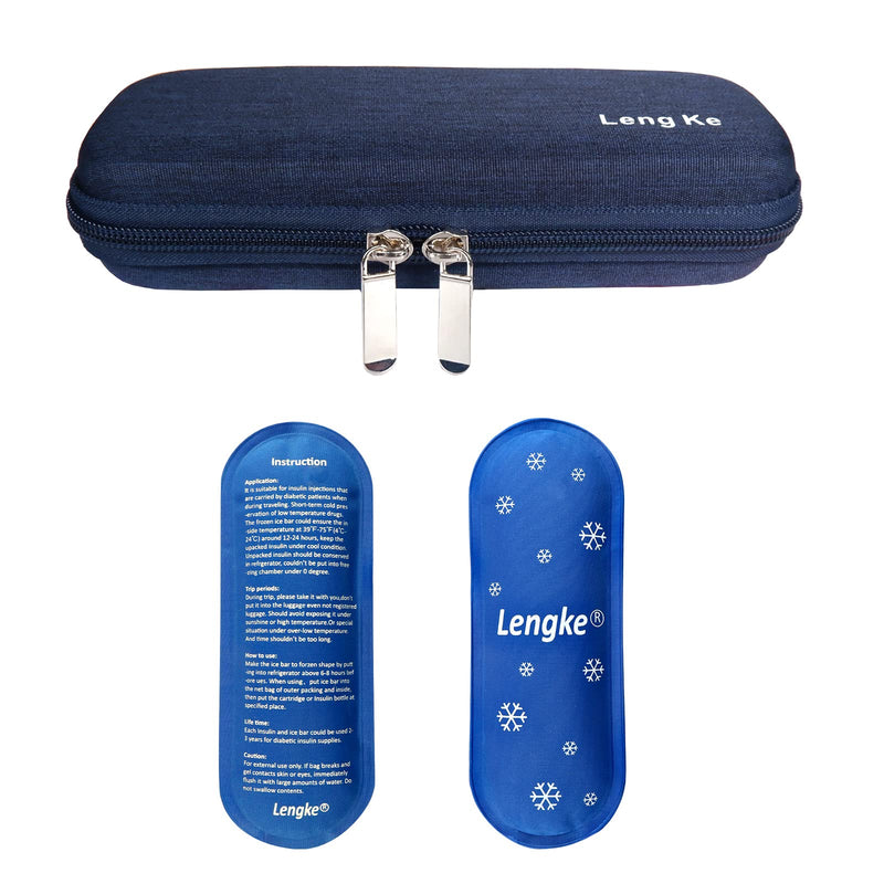 [Australia] - Eva Insulin Bag for Diabetes Medication, Diabetic Travel Bag with 2 Nylon Cool Packs for Insulin Pen, Insulin Syringes, Insulin and Other Diabetic Accessories (Navy Blue) Navy Blue 