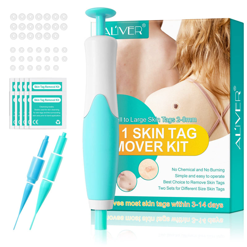 [Australia] - Skin tag remover, auto skin tag remover kit, 2-in-1 stalk wart removal quick kit, skin tag removal patch safe and painless, 2-8 mm bands with 40 tag bands, green 