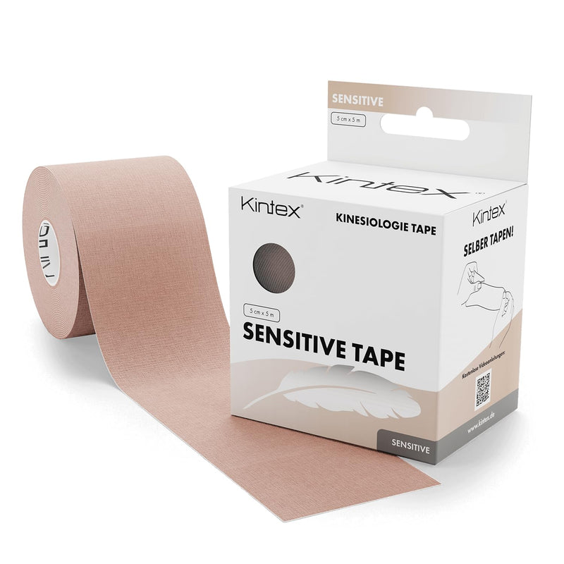 [Australia] - Kintex Kinesiology Tape Sensitive, 5 cm x 5 m, skin-friendly & waterproof kinesiology tape, physio tape for sensitive skin, medical tape (beige) beige 