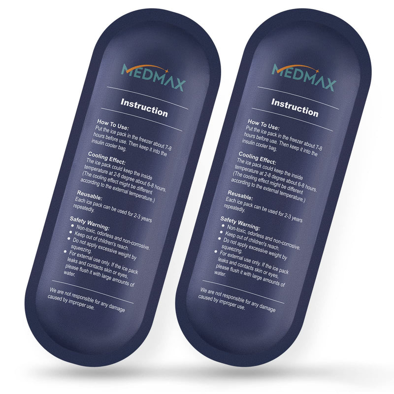 [Australia] - MEDMAX Ice Pack for Insulin Cooler Bag Travel Bag - Pack of 2 Reusable Ice Packs for Insulated Travel Diabetic Accessories, for Insulin Cooler Bag for Diabetics (2 Packs) 
