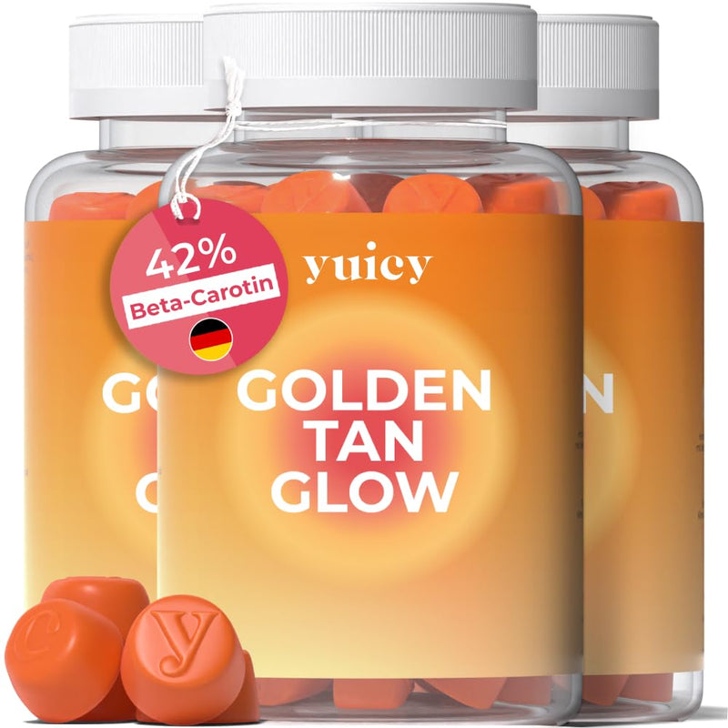 [Australia] - yuicy Golden Tan Glow Beta-Carotene Gummy Bears. High-dose skin vitamins for a long-lasting tan and healthy skin. With lutein, zeaxanthin & 5 other essentials. Vegan, made in Germany. 180pcs 