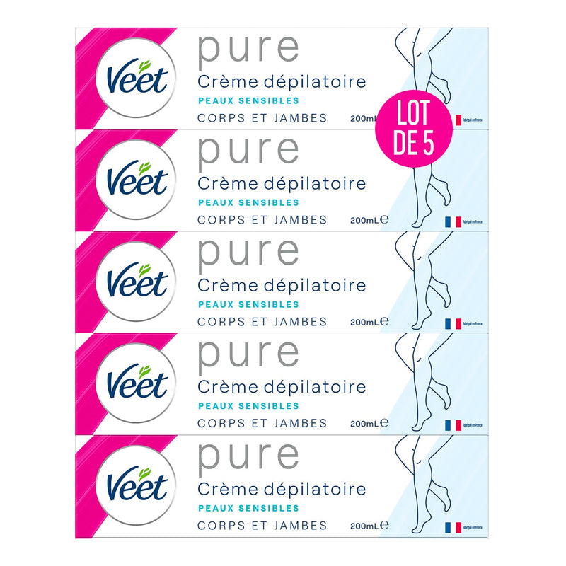 [Australia] - VEET Pure depilatory cream for body & legs - sensitive skin - no ammonia smell - 5 x 200 ml 