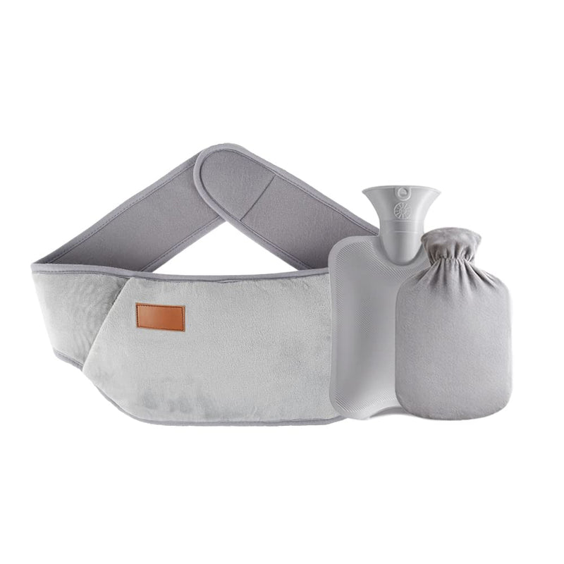 [Australia] - DAJASD Hot Water Bottle, Waist Hot Water Bottle, Hot Water Bottle Belt Made of Rubber, Hot Water Bottles with Soft Waist Cover, Pain Relief for Neck, Back, Shoulder and Legs (Gray) Gray 