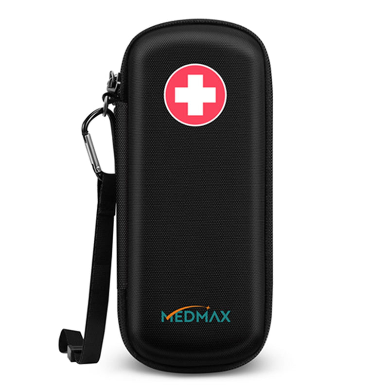 [Australia] - MEDMAX EpiPen Medical Carrying Case, Portable Emergency Bag Hard Shell EVA Shockproof Medicine Bag Organizer for 2 EpiPens, Asthma Inhaler, Anti-Histamine, Auvi-Q, Allergy Medicine Essentials Black M 