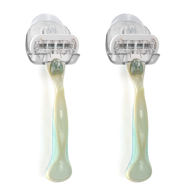 [Australia] - kwmobile 2x suction cup holder for razors - for glass and tiles - wet razor suction cup holder set - wall hooks in transparent 