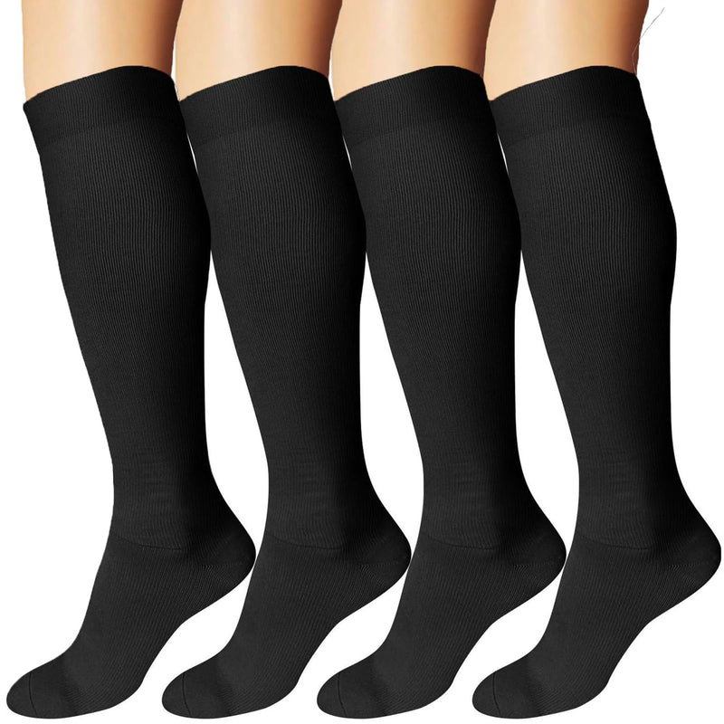 [Australia] - DDOBB 4 pairs of compression stockings for women and men, support stockings, compression socks, travel socks for flights, sports, running, cycling, S-M, black*4 