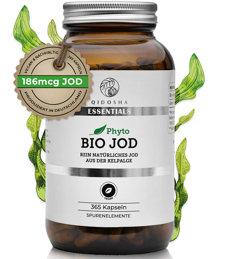 [Australia] - QIDOSHA® Iodine from organic kelp, 365 capsules in a pharmacist jar, vegetable iodine from organic kelp algae, vegan, each batch laboratory tested, German production 
