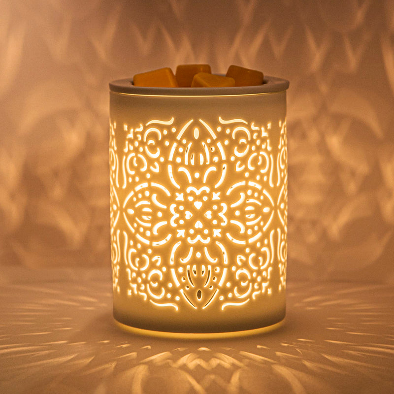 [Australia] - Earnest Living Wax Melt Warmer for Scented Wax Cubes Cake Candle Warmer Wax Melt Electric Ceramic Fragrance Melter Oil Burner White for Home Aromatherapy Gift White 