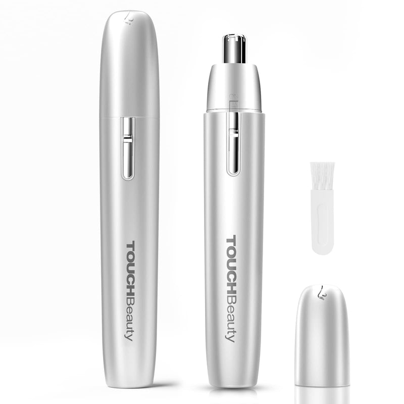[Australia] - TOUCHBeauty Portable Ear Nose Hair Trimmer for Women, Nose Hair Trimmer Women, Nose Hair Trimmer, Ear and Nose Hair Trimmer for Men and Women, Battery Operated, Easy Cleaning Silver1 