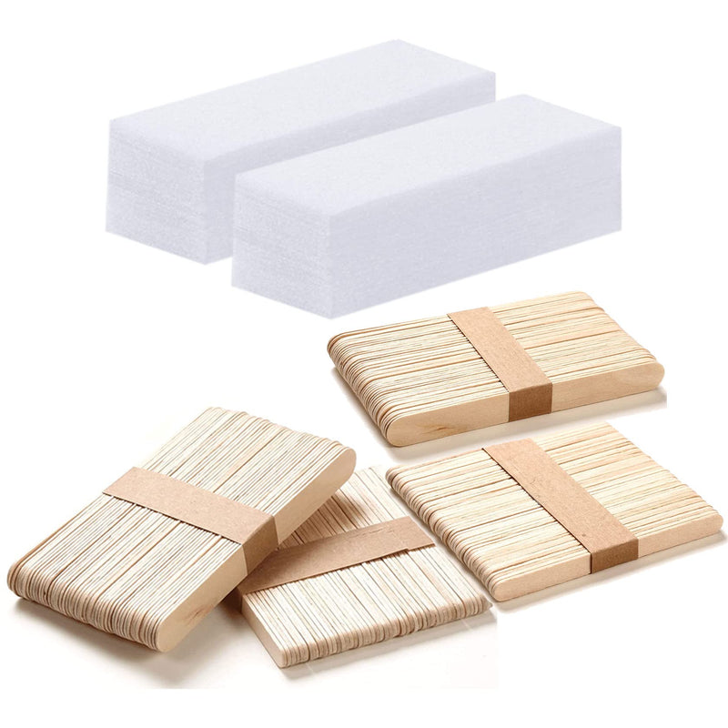 [Australia] - 400 pieces of non-woven strips, wax strips and wax strips, wooden sticks, used with soft wax for hair removal, for hair removal on the leg, chest, back, intimate area and face, 1 piece (pack of 400). 