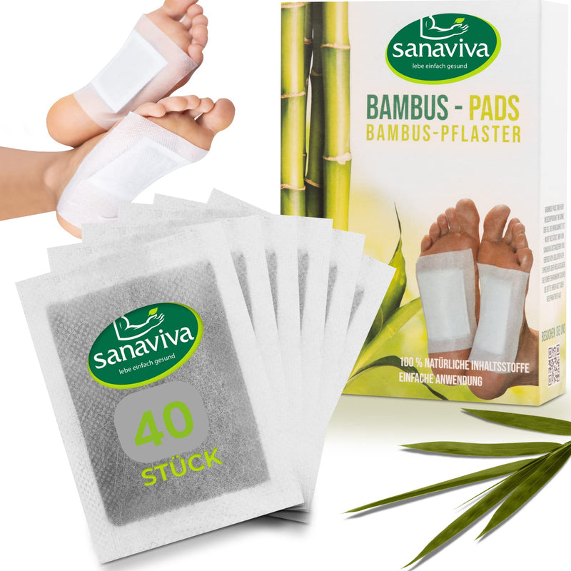 [Australia] - sanaviva® bamboo plaster foot plaster made of natural bamboo vinegar and tourmaline - plaster for foot - foot pads bamboo - bamboo pads (40 pieces) 40 pieces 