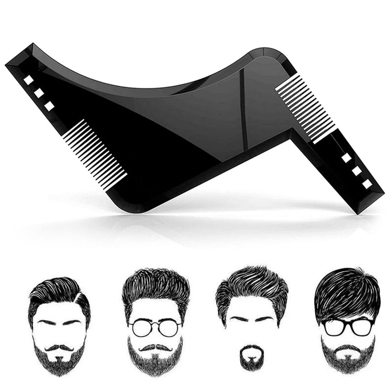 [Australia] - 1 piece black beard stencils, professional beard stencil, beard shapes for goatee, sideburns, neck, beard comb, styling tool, beard care. 