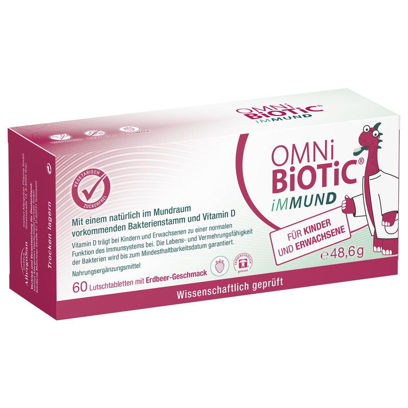 [Australia] - OMNi BiOTiC iMMUND | 60 lozenges | 1 bacterial strain | 1 billion germs per lozenge | Vitamin D | Vegetarian | Sugar free | For daily use | For adults and children 60 pieces 