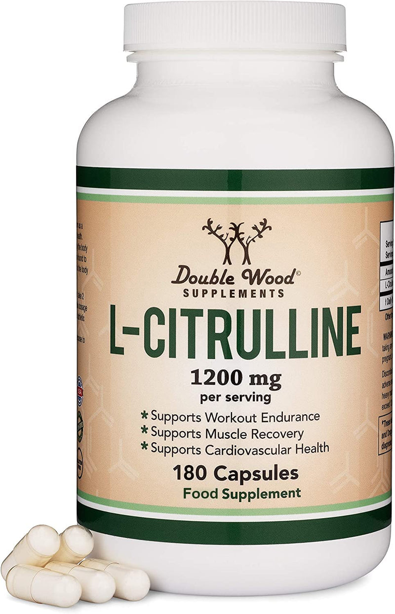 [Australia] - Double Wood L-Citrulline | 180 Citrulline Capsules – 1200 mg L Citrulline per serving | Dietary supplements with nitric oxide | GMO and gluten free (180 capsules) 180 pieces (pack of 1) 