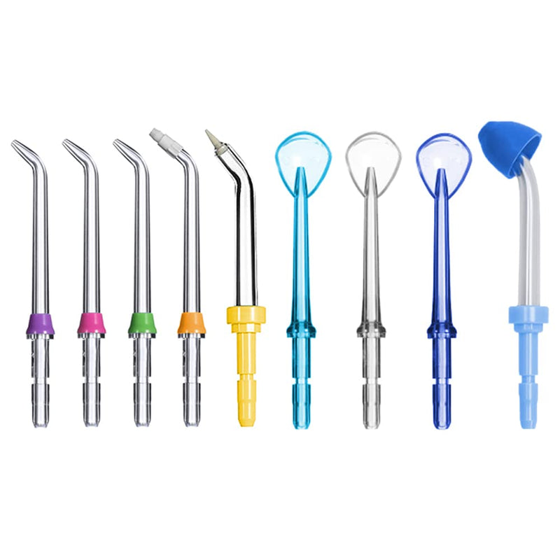 [Australia] - Jerilla 9 Piece Oral Irrigator Nozzle Set Replacement Nozzle Tips Compatible with Waterpik Water Flosser WP-100 WP-250 WP-450 WP-560 WP-660 WP-811 WP-900 WP-940 9 Pieces with Nasal Rinse Nozzle 