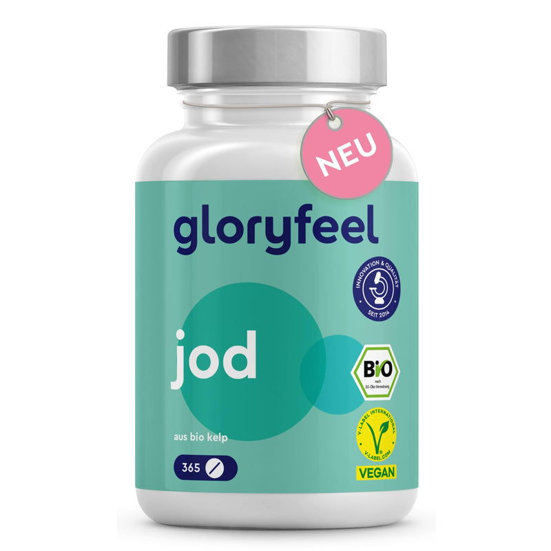 [Australia] - Iodine from organic kelp - 225µg high dose iodine - 365 tablets - Certified organic quality - 100% natural iodine from brown algae - Thyroid function + hormones - Vegan & laboratory tested 