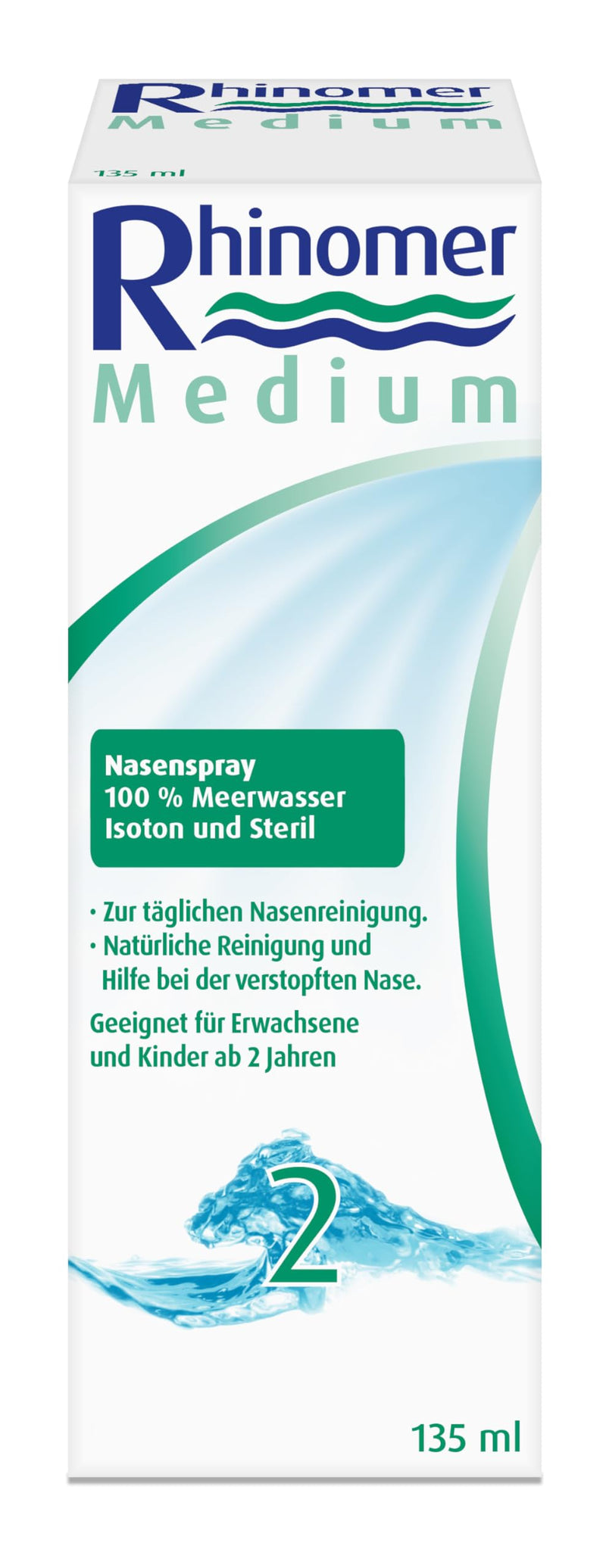 [Australia] - Rhinomer Medium: sterile and isotonic seawater nasal rinse for cleaning the nose and moistening the nasal mucosa, 135 ml 