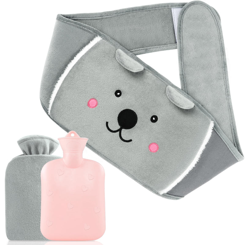 [Australia] - Hot water bottle hot water bottle belt rubber hot water bottle with cover, 1L hot water bottle belt soft plush women children heat belt for period neck shoulder back legs period pain NSD-A 
