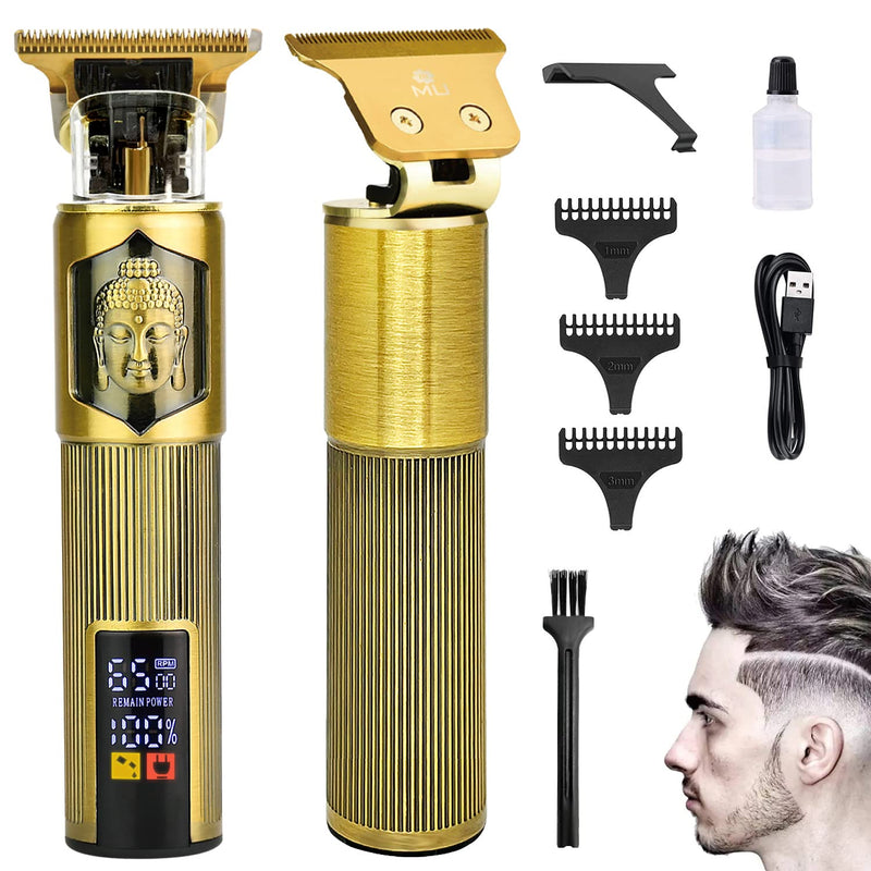 [Australia] - m MU Hair Clipper, Display LCD Pro Rechargeable Contour Hair Trimmer with Guide Combs, T-Outliner Cordless Long Hair Trimmer for Hairdressers, Professional Beard Trimmer Men Bronze 