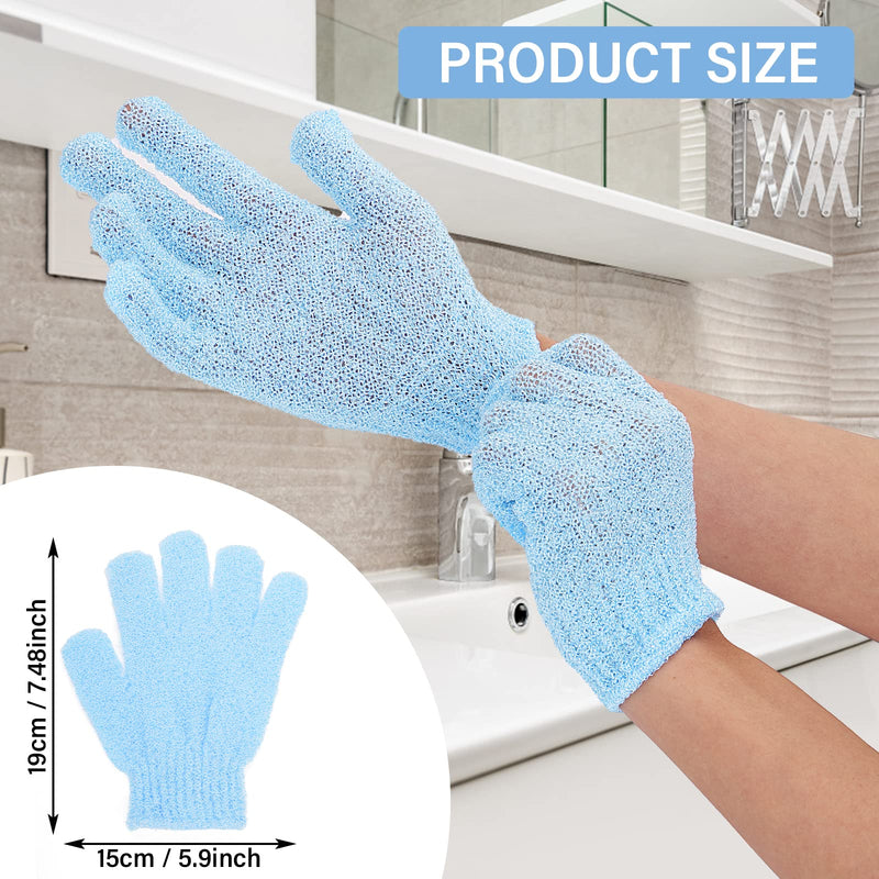[Australia] - Sibba Pack of 8 Exfoliating Gloves Bath Gloves for Shower Spa Massage Glove Nylon Body Gloves Body Peeling of Dead Skin Cells Skin Body Scrubbing Bathing Accessories Men Women Colors B Green + Light Blue + Sea Blue + Dark Blue 