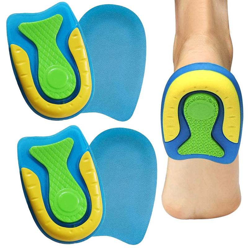 [Australia] - 2 pairs of silicone gel heel pads, heel spur insoles, orthopedic heel cushions, soft gel insoles to relieve plantar fasciitis, heel spurs and Achilles pain (blue, L (40-45)) L (40-45) blue 