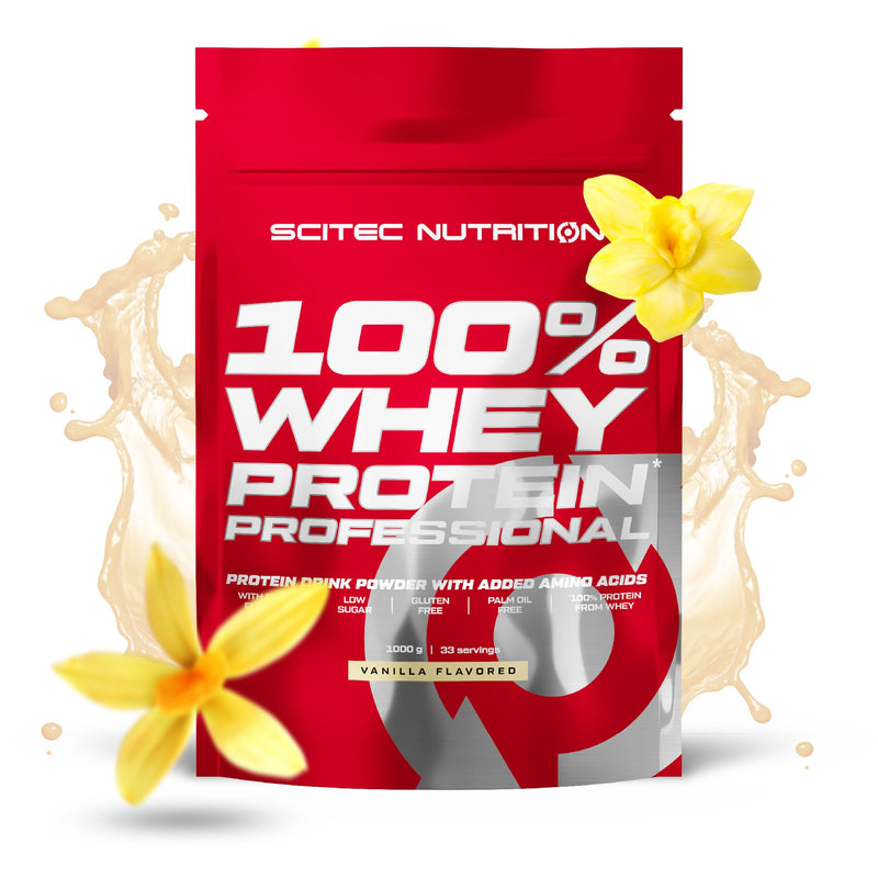 [Australia] - Scitec Nutrition 100% Whey Protein Professional - Enriched with additional amino acids and digestive enzymes - Gluten free - Palm oil free, 1 kg, vanilla 33 servings (pack of 1) 