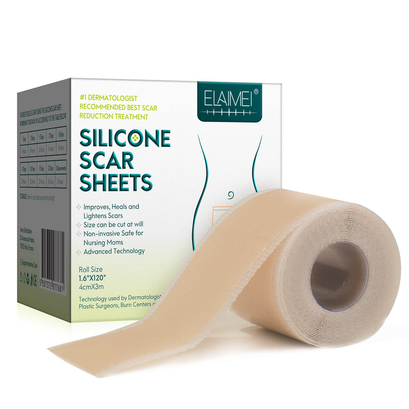 [Australia] - Silicone Scar Plaster, Professional for C-Section Scars, Surgery, Burns, Keloid, Acne and More, Drug Free, Silicone Scar Roller(4CMx300CM) 4CMx300CM 