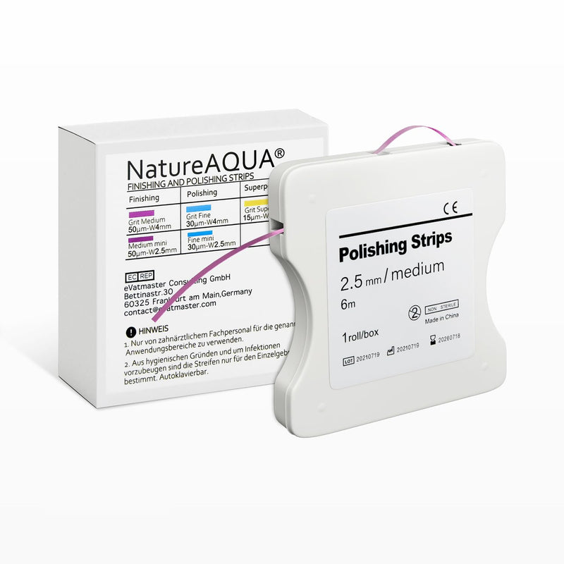 [Australia] - Tooth Sandpaper, Dental Polishing Strips, Size - 2.5mm Width - 6M/Rolls/Box, NatureAqua Resin Tooth Polishing Interdental Grinding Tool (Pink) Pink-2.5mm Width 