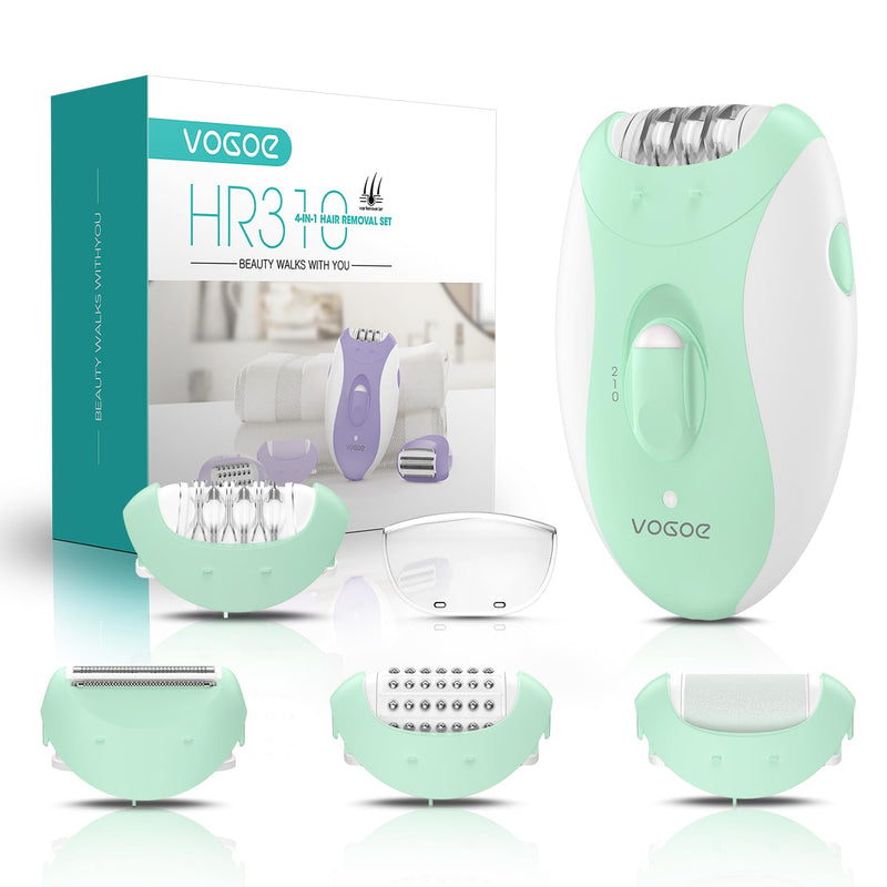 [Australia] - VOGOE Women's Epilator for Hair Removal, Body Epilator 4 in 1 Electric Wireless, 21 Tweezers for Face Legs Arms Bikini, HR310 Green 