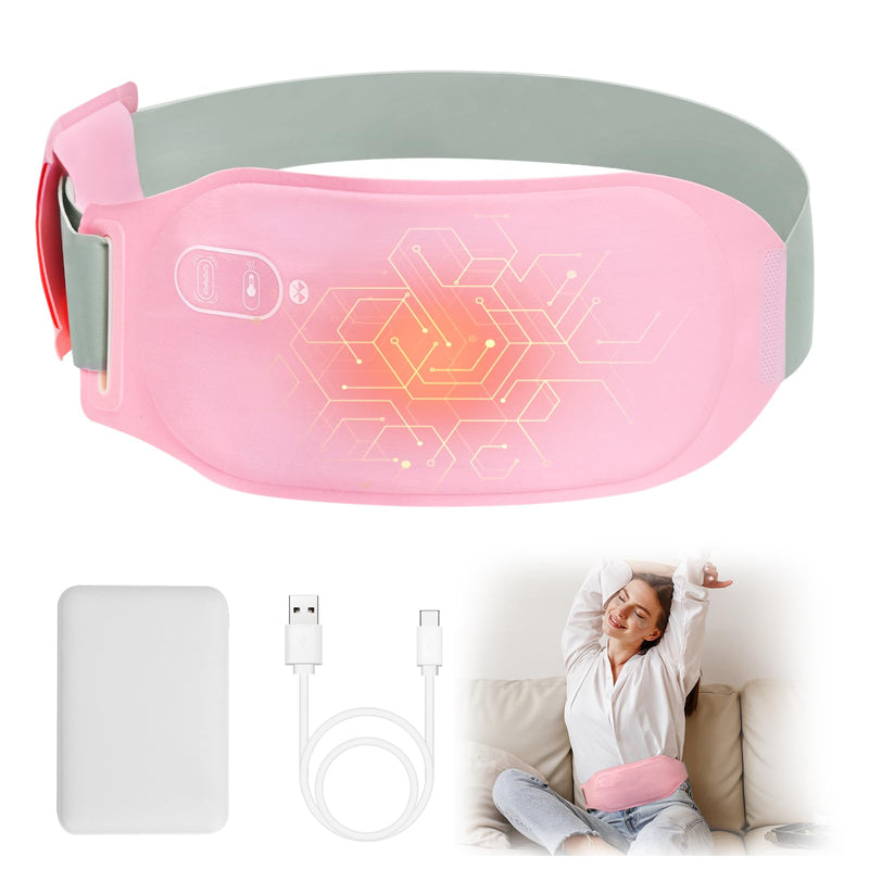 [Australia] - Period Heat Belt, Nalezuns Portable Heating Belt Heat Belt with 3 Heat Levels, USB Rechargeable Washable Electric Heating Pad for Pain Relief During Back, Abdomen/Stomach (Pink) Pink 