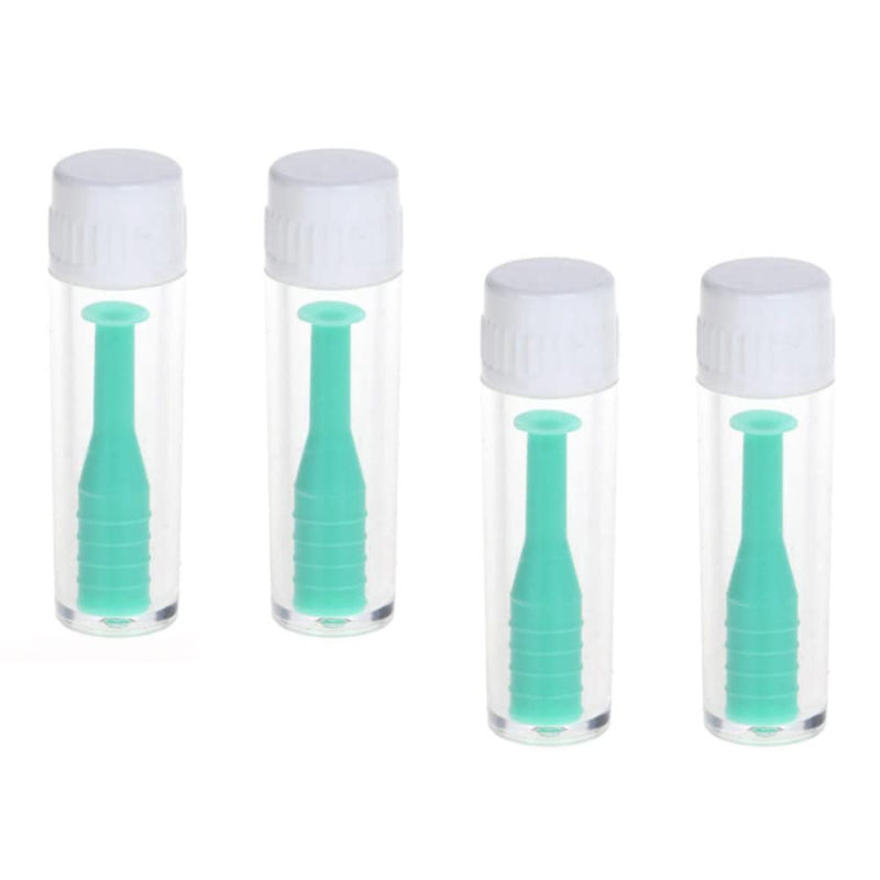 [Australia] - TAIHE Contact Lens Insertion Aid, Contact Lens Sucker Soft Lenses, Silicone Contact Lens Insertion Aid, Pack of 4 Contact Lens Remover with Bottle for Soft Hard Lenses, Green 