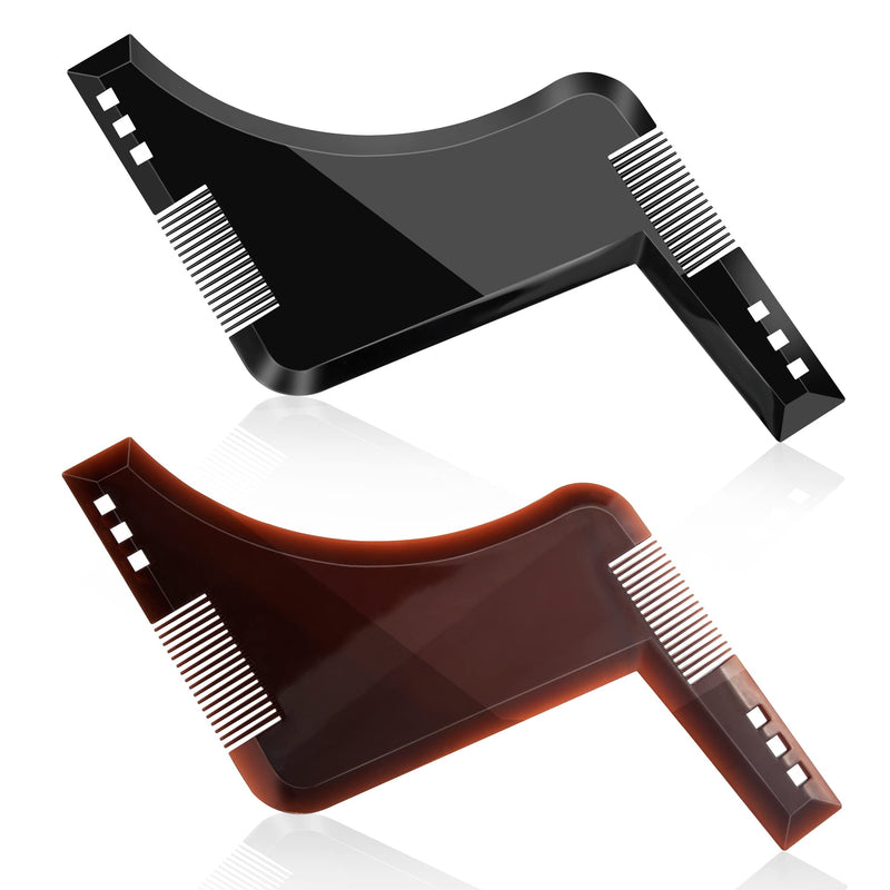 [Australia] - Beard Stencil Beard Comb Beard Shaping Tool for Goatee Sideburns Neck Symmetrical Contour Beard Line Pack of 2 Brown Black 