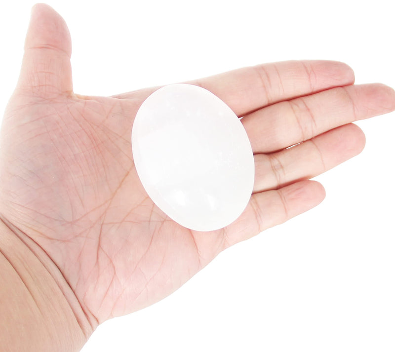 [Australia] - Selenite Stone Hand Flatterer - 1 Piece 70 to 90 Grams Selenite Crystal Stone Nature Gemstones, Soap Stone, Smooth Healing Crystal, Worry Stone Selenite (70 to 90 G) 