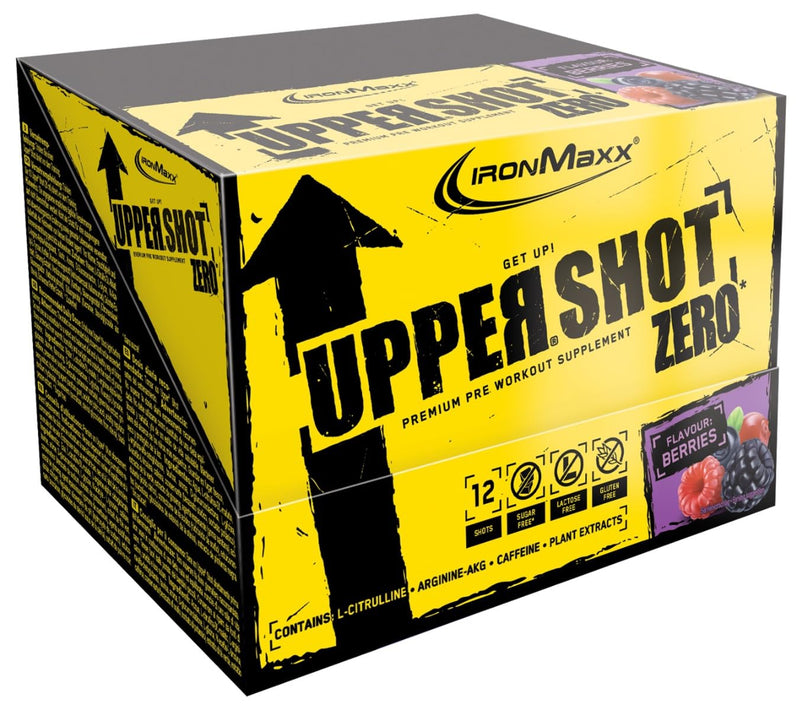 [Australia] - IronMaxx Upper Shot Zero - Wildberries 12x60ml | Pre-workout shot with, among other things, L-arginine, L-citrulline malate, taurine and caffeine | Sugar-free and in many flavors 60 ml (pack of 1) 