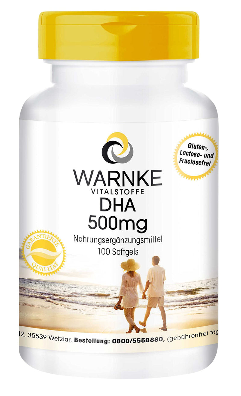 [Australia] - Warnke DHA 500mg from fish oil - 100 softgels - docosahexaenoic acid with eicosapentaenoic acid - omega-3 fatty acids - high dosage | Warnke vital substances - German pharmacy quality 