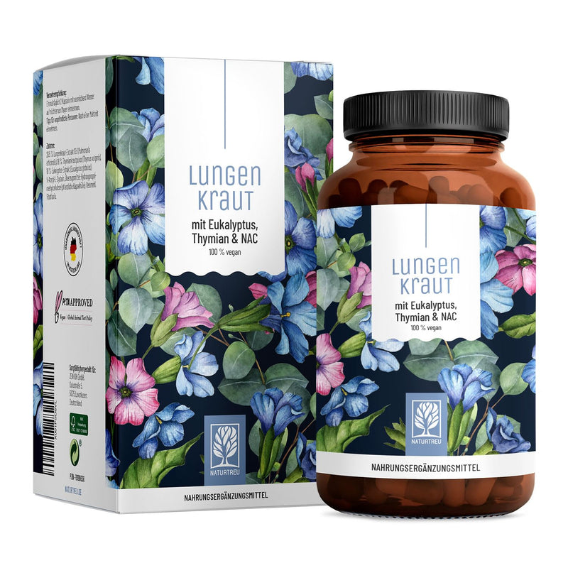 [Australia] - Lungwort capsules - 120 pieces with 300mg per daily dose - lungwort (lungwort) breath complex supplemented with thyme, eucalyptus, NAC & vitamin B2 - vegan & without additives 