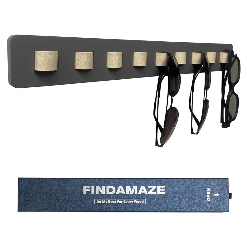 [Australia] - FINDAMAZE Glasses Storage Multiple Glasses, Sunglasses Organizer Wall Mounted, Glasses Stand/Glasses Holder Wood for Hanging Glasses, Glasses Display, Grey 
