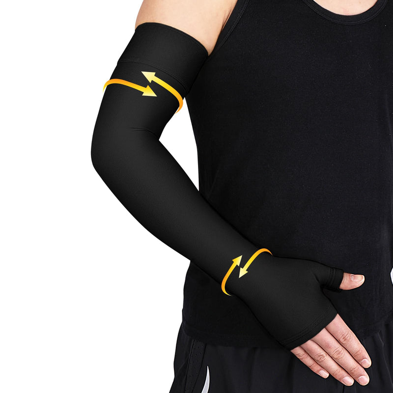 [Australia] - Beister Lymphedema Medical Compression Arm Sleeve for Women & Men (1 Piece), 20-30 mmHg Compression Sleeves, Palm & Wrist & Arm Supports, Elbow Bandage, Bracelet for Arthritis, Tennis Arm Black XXL 