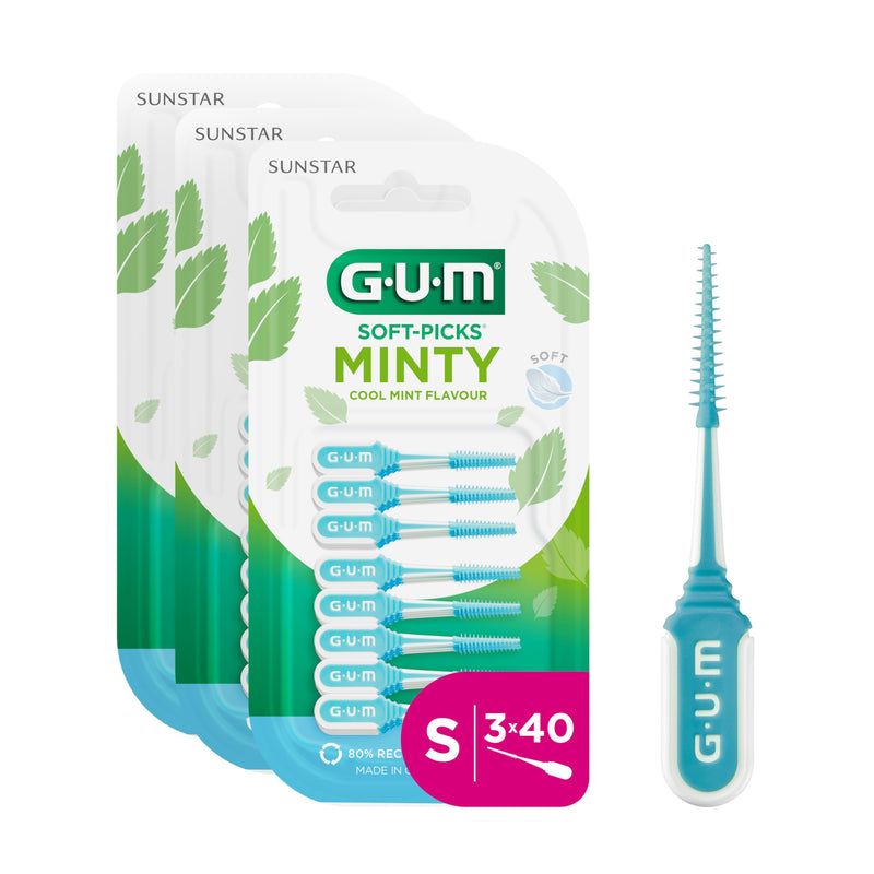 [Australia] - GUM Soft-Picks Comfort Flex Mint Interdental Cleaner | Refreshing mint flavor | Teeth cleaning and plaque removal | Size S | 3 x 40 pieces S - [3x40] 