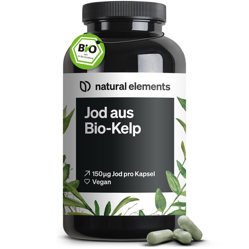 [Australia] - Iodine from organic kelp - 365 capsules - 150µg Iodine from brown algae - organic quality for the thyroid - vegan, high dosage, without unnecessary additives - produced in Germany & laboratory tested 