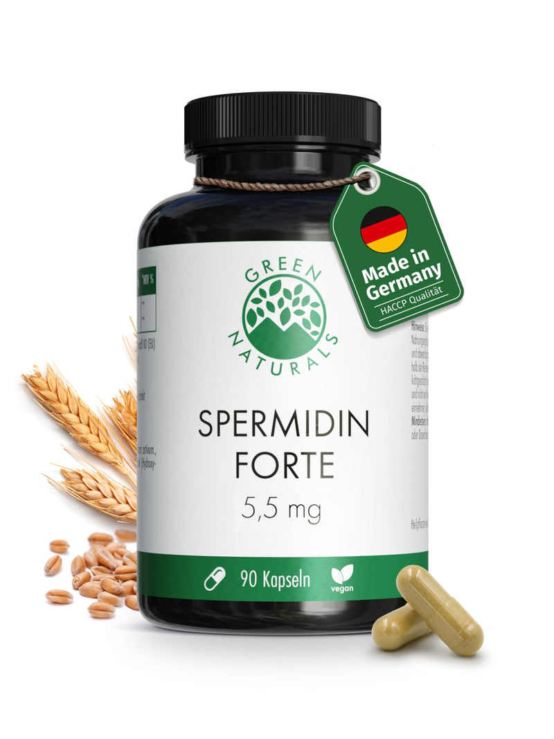 [Australia] - Spermidine Forte made from wheat germ extract - high dose with 5.5 mg per capsule - laboratory tested - 90 capsules (3 month supply) - Green Naturals 