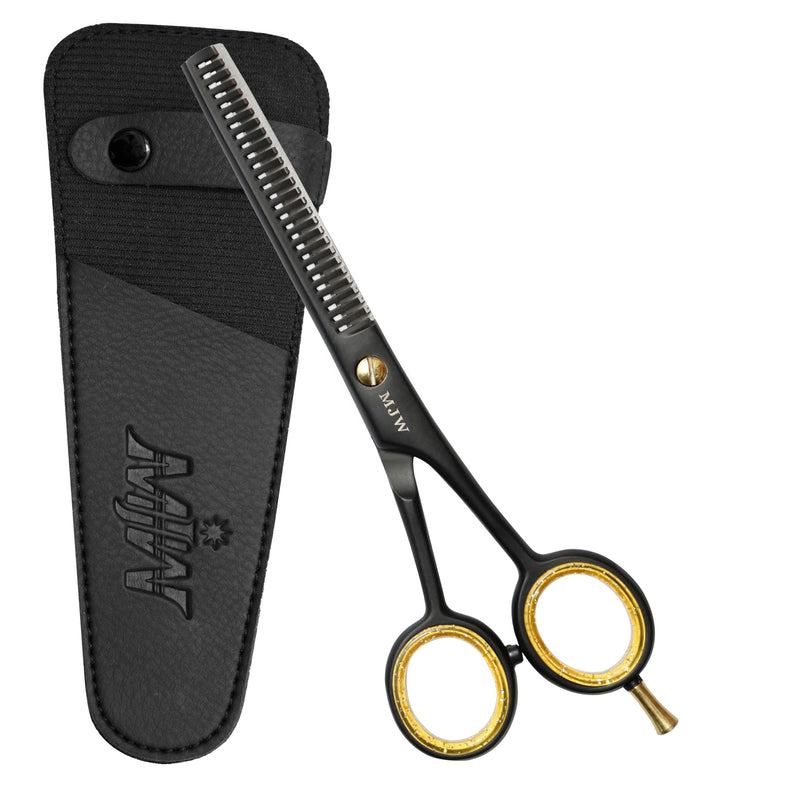 [Australia] - MJW Hair Thinning Scissors - Stainless Steel Hair Cutting Scissors, Professional Hairdressing Blending Scissors, Ideal Texturing and Layering Scissors for Men and Women (Black, Thinning) Black Thinning 