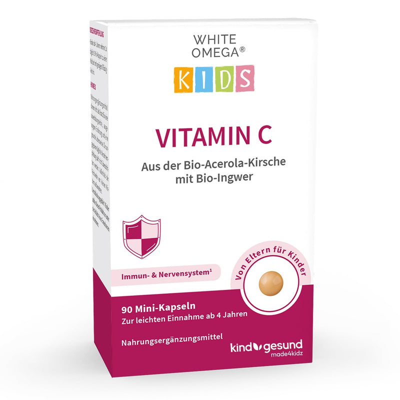[Australia] - Vitamin C for children - from organic acerola cherry - with organic ginger - for the immune system - sugar-free - 90 mini capsules (1 month) 